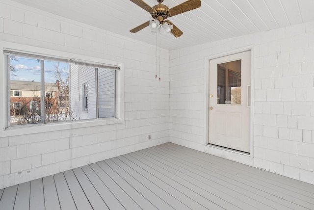 wooden terrace with ceiling fan