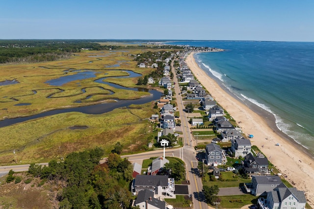 aerial view with a view of the beach and a water view