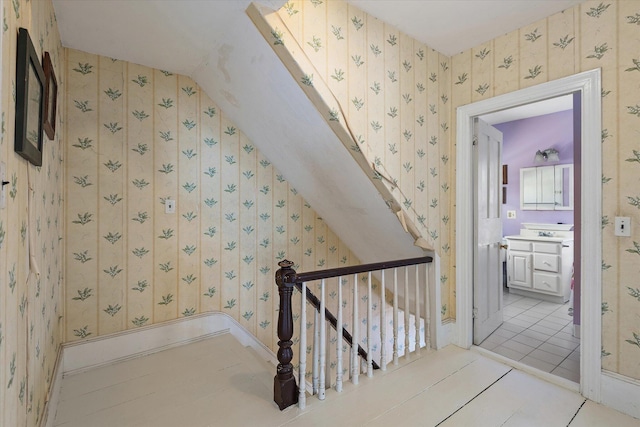 interior space featuring tile patterned flooring