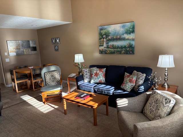 living room with carpet floors