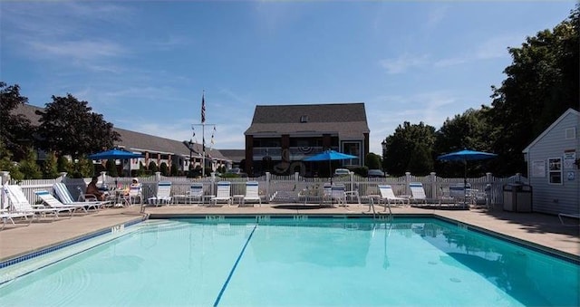 view of pool featuring a patio area