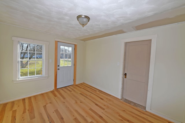 interior space with light hardwood / wood-style floors