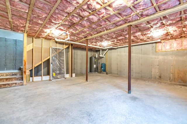 basement featuring electric water heater