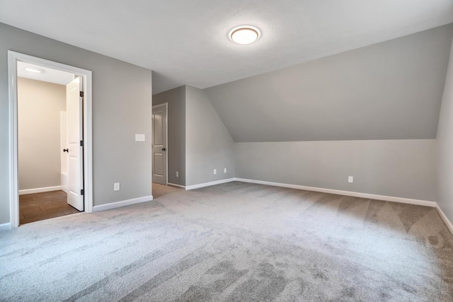 additional living space with carpet and vaulted ceiling