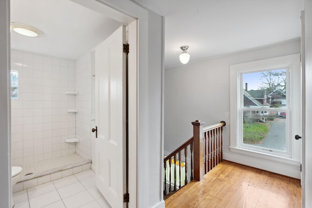 hall featuring light hardwood / wood-style flooring