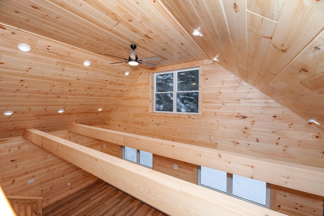 interior space with wood walls and wood ceiling