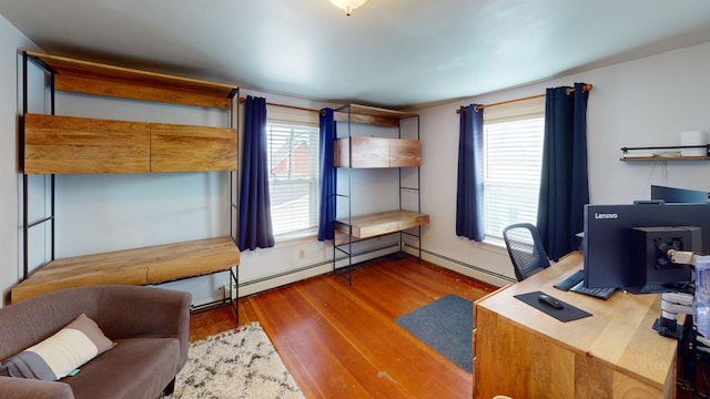 office area with hardwood / wood-style floors