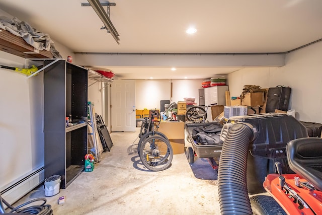 garage with baseboard heating