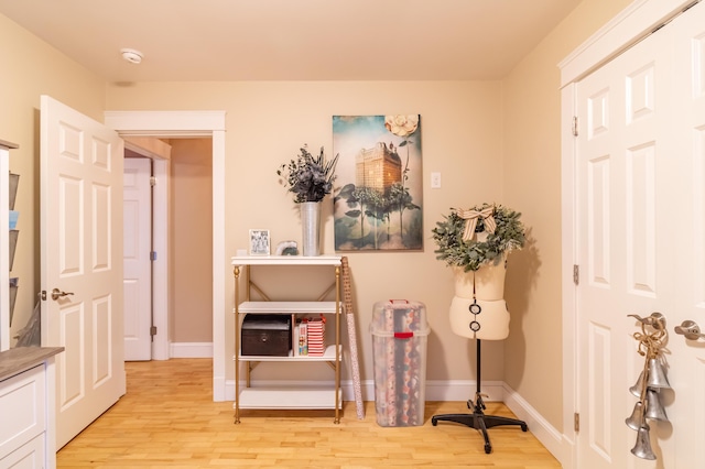 interior space with light hardwood / wood-style floors