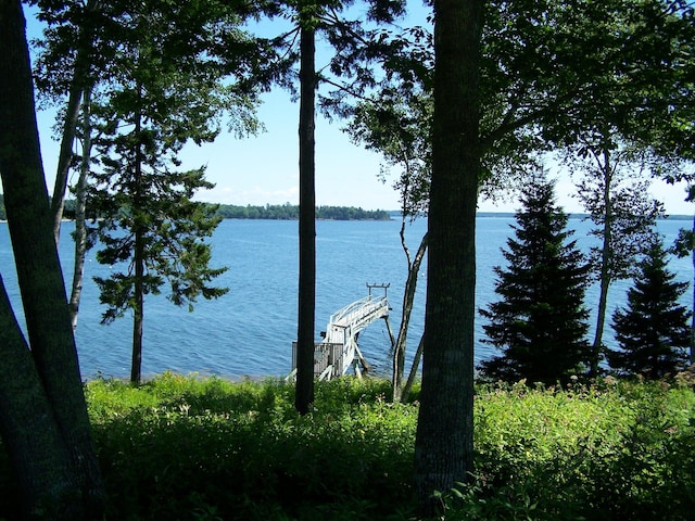 view of water feature featuring a dock