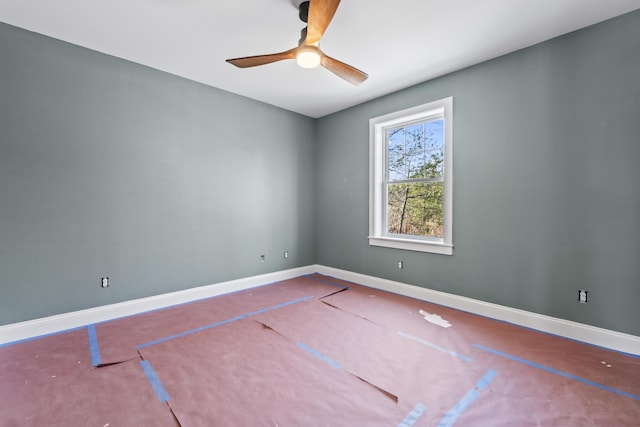 spare room featuring ceiling fan