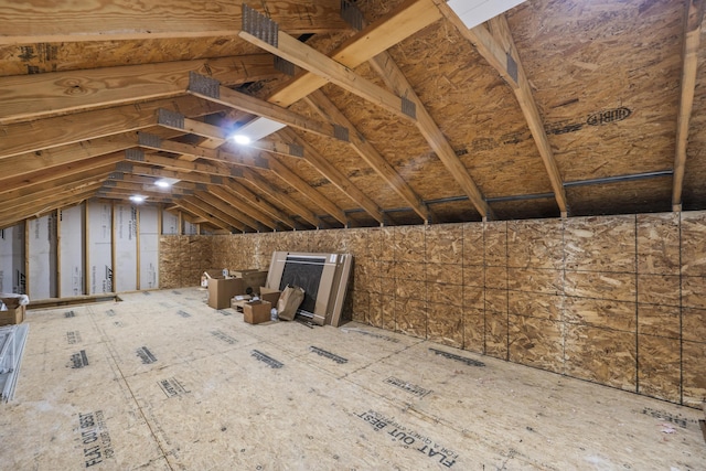 view of unfinished attic