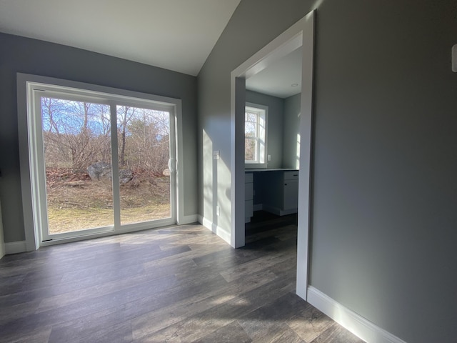 unfurnished room featuring dark wood-type flooring