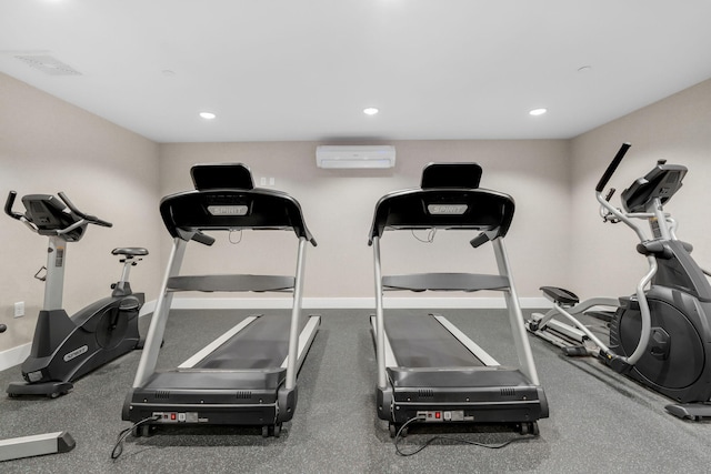 exercise area with a wall unit AC