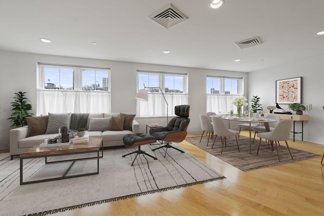 living room featuring light hardwood / wood-style floors