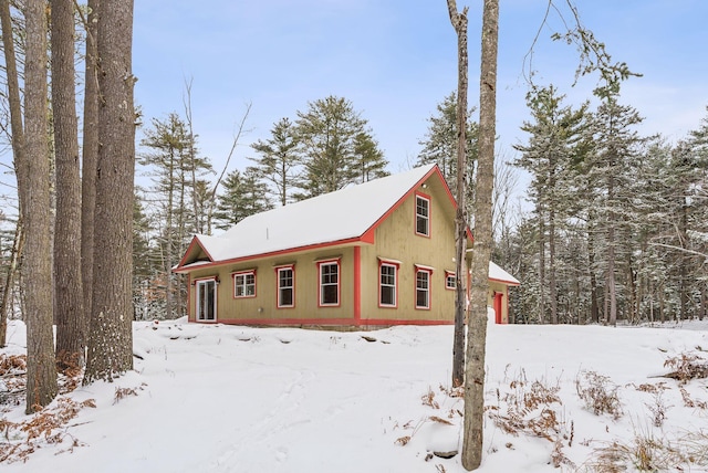 view of snow covered exterior