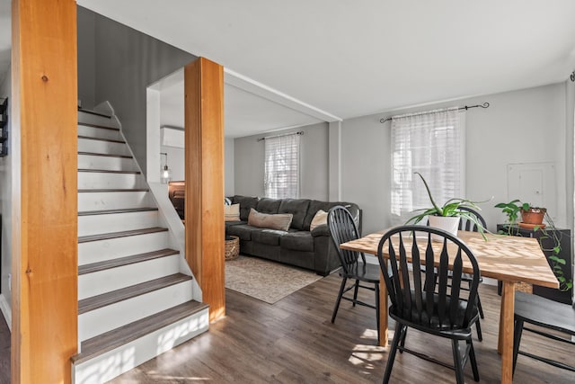 dining room with dark hardwood / wood-style floors