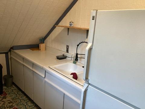 kitchen featuring sink and white refrigerator