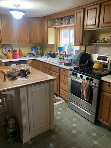 kitchen featuring sink and stainless steel range with gas stovetop