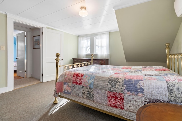 bedroom with carpet and ornamental molding