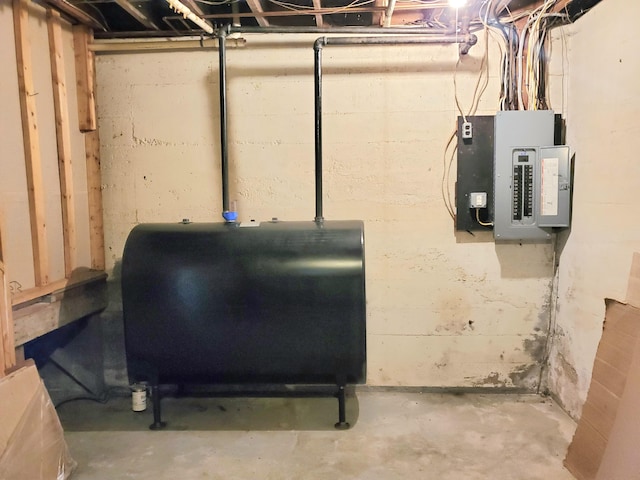 basement with electric panel