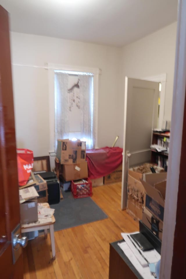 bedroom with wood-type flooring