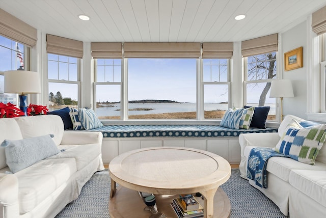 6 Brooks St, Kennebunkport, ME 04046 - living area featuring healthy amount of natural light, a water view, and recessed lighting