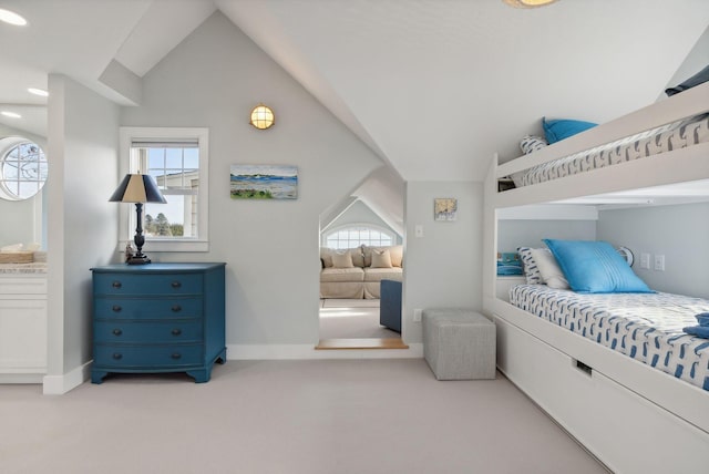 6 Brooks St, Kennebunkport, ME 04046 - bedroom with lofted ceiling and light carpet