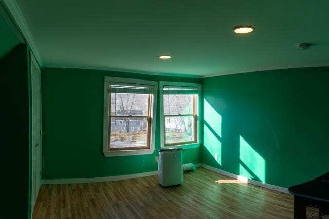 1 Branch St, Camden, ME 04843 - unfurnished room with wood finished floors, crown molding, and recessed lighting