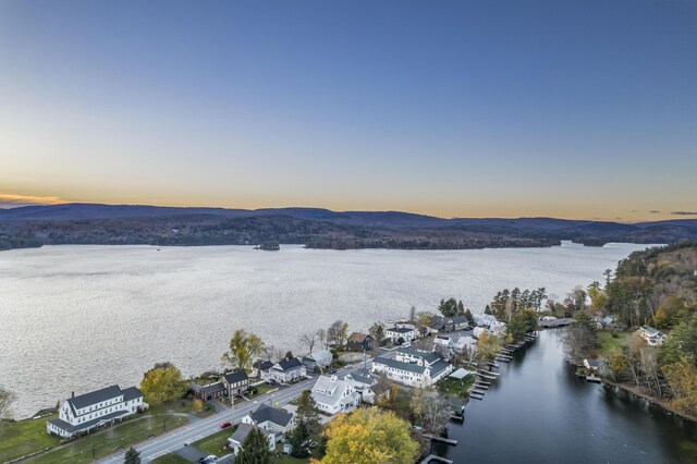 9 Dry Point Dr, Rome, ME 04963 - aerial view at dusk featuring a water and mountain view