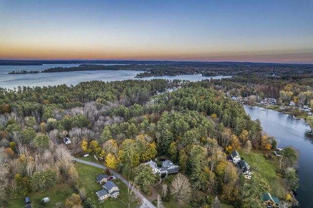 9 Dry Point Dr, Rome, ME 04963 - aerial view at dusk featuring a water view