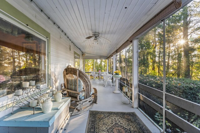 9 Dry Point Dr, Rome, ME 04963 - sunroom / solarium with ceiling fan and wood ceiling