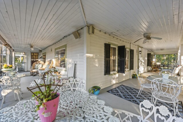 9 Dry Point Dr, Rome, ME 04963 - view of patio / terrace featuring covered porch and ceiling fan