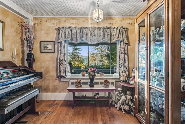 9 Dry Point Dr, Rome, ME 04963 - living area featuring hardwood / wood-style floors and wood ceiling