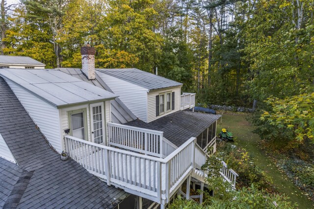 9 Dry Point Dr, Rome, ME 04963 - back of house with a deck and a sunroom