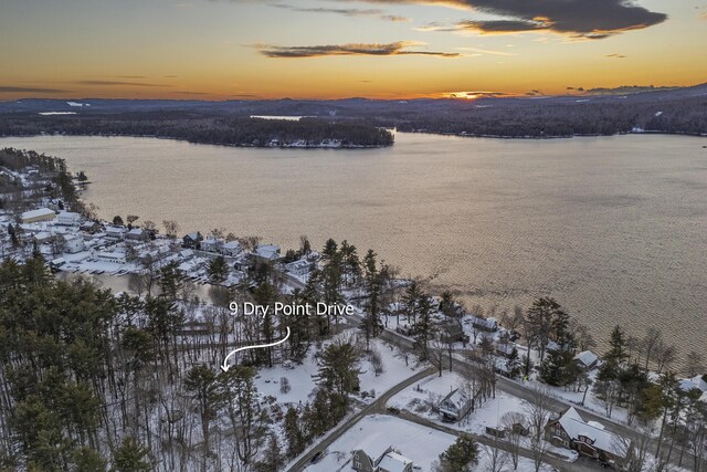 9 Dry Point Dr, Rome, ME 04963 - snowy aerial view featuring a water view