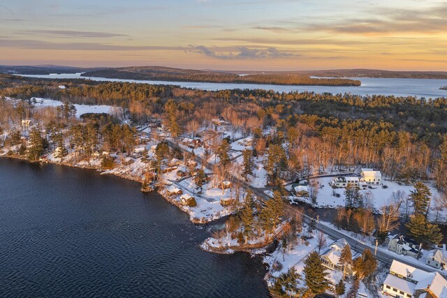 9 Dry Point Dr, Rome, ME 04963 - aerial view at dusk featuring a water view