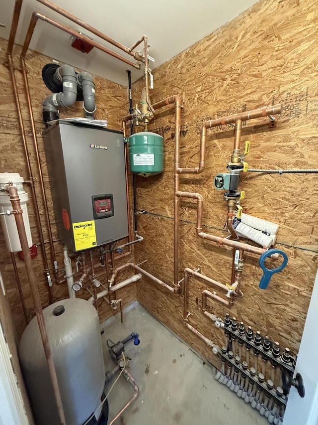 utility room with water heater