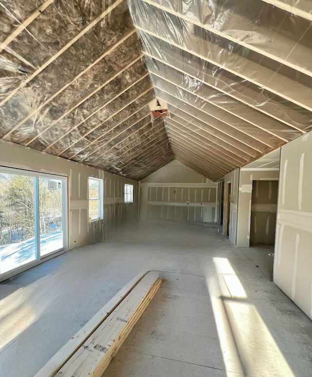 miscellaneous room featuring vaulted ceiling