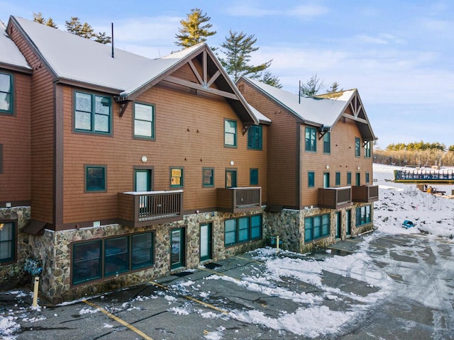 view of snow covered property