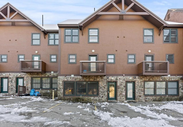 view of snow covered building