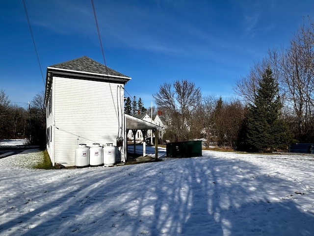 view of snow covered exterior