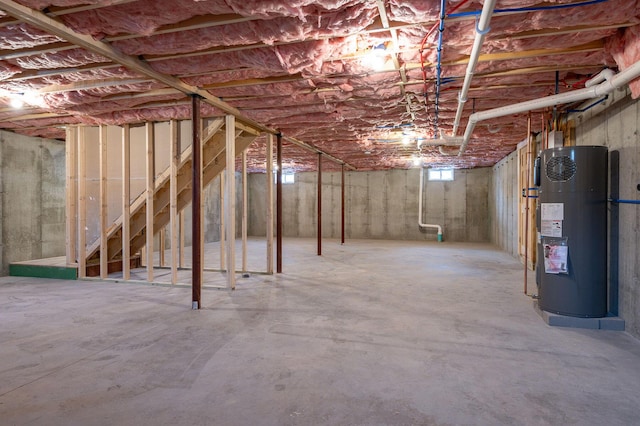 basement with water heater