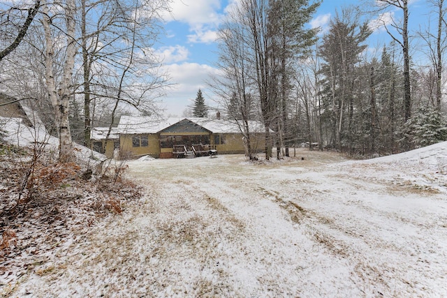 view of yard covered in snow