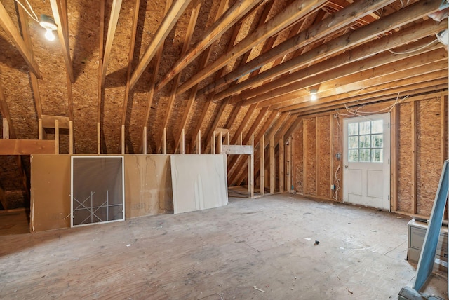 view of unfinished attic