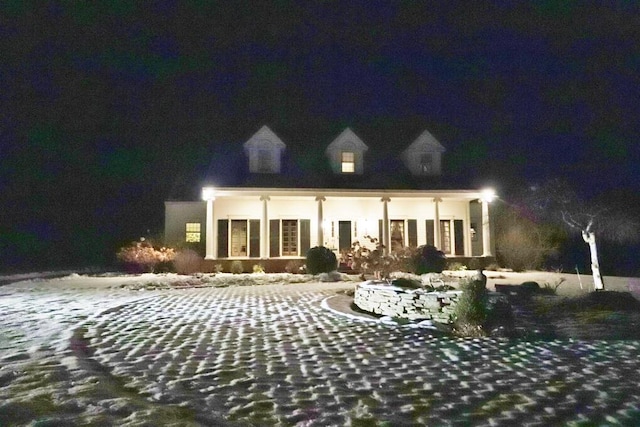 view of back house at twilight