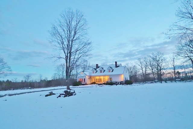 view of yard covered in snow