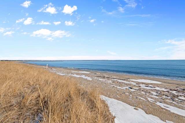 view of water feature featuring a beach view