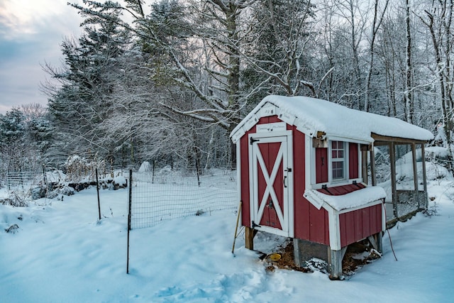 view of snow covered structure