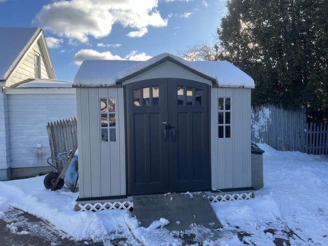 view of snow covered structure